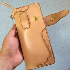 Handmade Leather Biker Wallet Mens Cool Chain Wallet Trucker Wallet with Chain