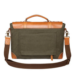 Army Green Leather Canvas Mens Casual Briefcase Shoulder Bag Messenger Bags Casual Courier Bags for Men - imessengerbags