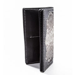 Cool Black Snakeskin Leather Mens Long Wallet Handmade Bifold Long Wallet For Men - imessengerbags