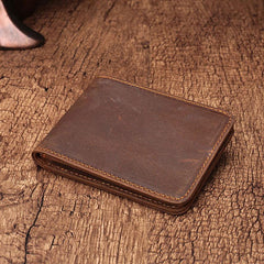 Simple Vintage Mens Leather Small Wallet Bifold billfold Wallet for Men - imessengerbags