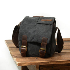 Cool Waxed Canvas Leather Mens Casual Waterproof Small Side Bag SLR Camera Bag Side Bag For Men - imessengerbags