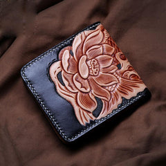 Handmade Leather Carp Tooled Mens billfold Wallet Cool Leather Wallet Slim Wallet for Men - imessengerbags
