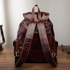 Vintage Brown Leather Men's Backpack 14'' Computer Backpacks Travel Backpack For Men - imessengerbags