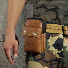 Leather Mens WAIST POUCH with Belt Loop Cell Phone Holster Belt Pouch for Men - imessengerbags