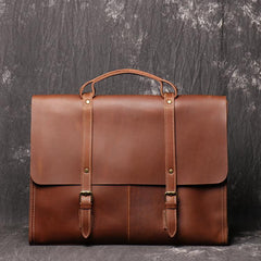 Casual Leather Men's Brown Professional Briefcase 15‘’ Laptop Handbag Business Bag For Men