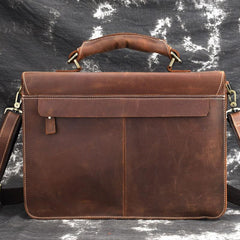 Leather Men Vintage Briefcase Laptop 15inch Handbags Shoulder Bags Work Bag For Men