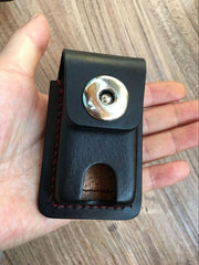 Handmade Black Leather Mens Slim Zippo Lighter Case Black Slim Zippo Lighter Holder with Belt Loop for Men