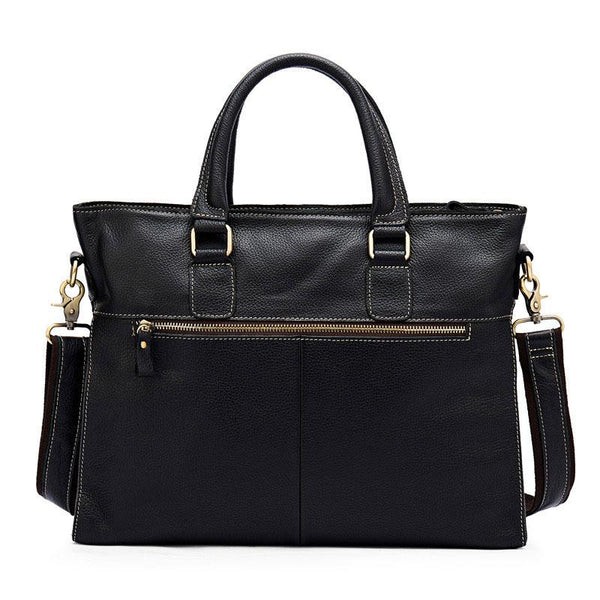 Cool Black Leather Mens Briefcase 13inch Work Bag Business Bag For Men - imessengerbags