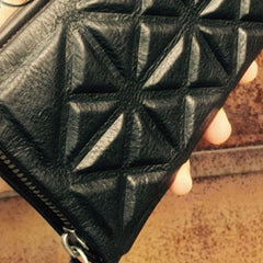 Genuine Leather Mens Cool Long Leather Wallet Zipper Clutch Wristlet Wallet for Men - imessengerbags