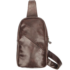 Vintage Dark Brown Leather Mens Chest Bag Black Sling Bag Sling Pack For Men - imessengerbags