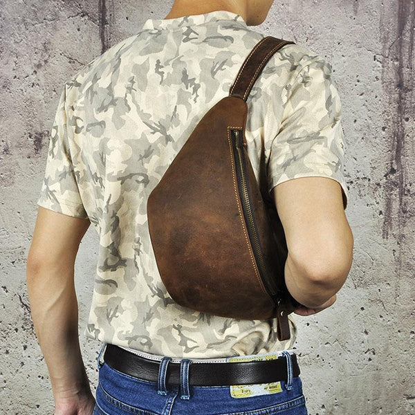 Cool Vintage Brown Mens Leather Fanny Pack Belt Bags Waist Bag For Men - imessengerbags
