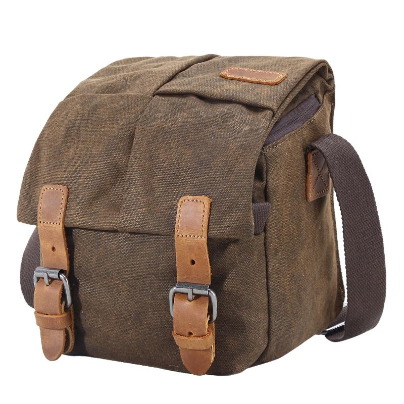 Brown CANVAS WATERPROOF MENS Small Side CAMERA Bag LARGE NIKON CAMERA BAG Gray DSLR CAMERA BAG FOR MEN - imessengerbags