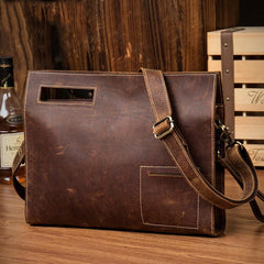 Fashion Black Mens Leather 10 inches Mens Gray Messenger Bag Brown Courier Bag Clutch Bag for Men