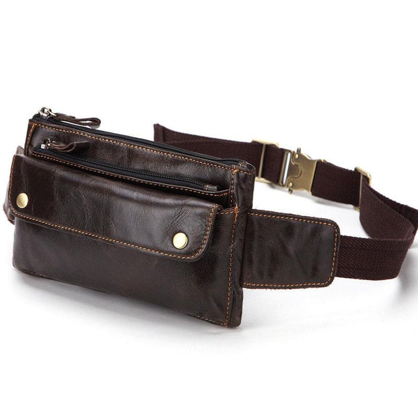 Cool Dark Brown LEATHER MENS FANNY PACK FOR MEN Belt Pouch BUMBAG WAIST BAG - imessengerbags