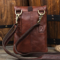 Brown Cool Leather Mens Belt Pouch Bag Mini Messenger Bag Side Bag Waist Bag for Men - imessengerbags