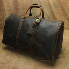 Large Leather Mens Barrel Overnight Bags Weekender Bag Travel Bags For Men