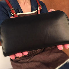 Genuine Leather Mens Cool Long Leather Wallet Zipper Clutch Wristlet Wallet for Men - imessengerbags