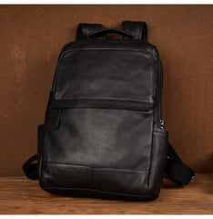 Black Casual Mens Leather 15-inch Computer Backpacks Brown Travel Backpacks School Backpacks for men - imessengerbags