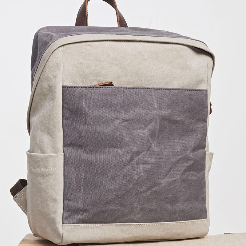 Canvas Gray Mens Cool Backpack Canvas Travel Bag Canvas School Bag for Men