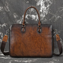 Vintage Leather Men's Briefcase 14inch Laptop Bag Handbag Work Bag For Men - imessengerbags