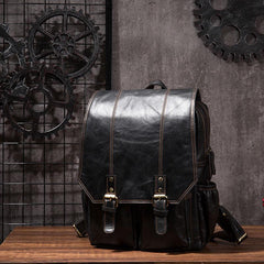 Cool Mens Leather 14inch Laptop Backpack Travel Backpacks Leather School Backpack for Men