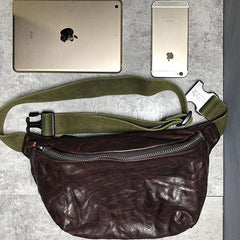 Leather Men Fanny Pack Small Waist Bag Hip Pack Belt Bag Bumbag for Men