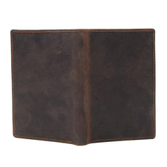Vintage Mens Leather Small Slim Passport Wallets Bifold Long Wallet For Men - imessengerbags