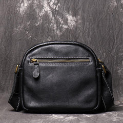 Men's Black Leather Small Messenger Bag Small Side Bag Black Courier Bag For Men