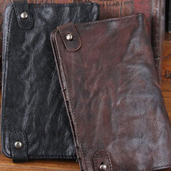 Handmade Leather Mens Cool Long Leather Wallet Bifold Clutch Wallet for Men - imessengerbags