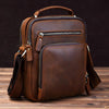Small Brown Leather Messenger Bag Men's Vertical Side Bag Mini Vertical HandBag Courier Bag For Men - imessengerbags