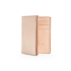 Beige Leather Mens Vertical billfold Wallet Front Pocket Wallet Bifold Handmade Small Wallets For Men - imessengerbags