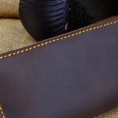 Handmade Leather Mens Cool Travel Long Wallet Card Holder Card Slim Clutch Wallets for Men - imessengerbags