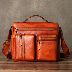 Genuine Leather Mens Cool Messenger Bag Briefcase Work Bag Business Bag for men