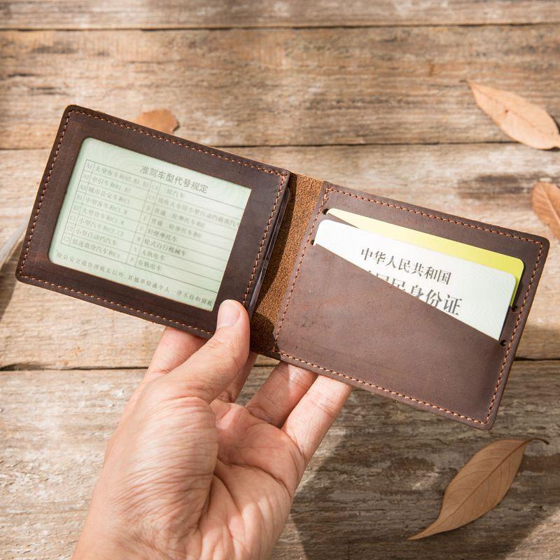 Coffee Cool Leather Mens Slim Small Wallets Bifold Vintage billfold Wallet for Men - imessengerbags