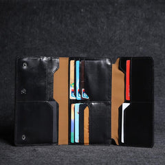 Fashion Leather Men's Trifold Long Wallet Black Gray Long Wallet For Men - imessengerbags