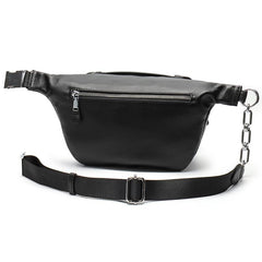 Black MENS LEATHER FANNY PACK BUMBAG Fanny Bag Black WAIST BAGS For Men