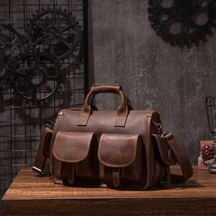 Vintage Leather Mens Travel Bag Overnight Bag Work Handbag Business Bag for Men