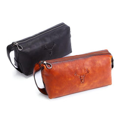 Leather Men's Clutch Bag Leather Toiletry Bag for Men Cool Leather Dopp Kit Bag