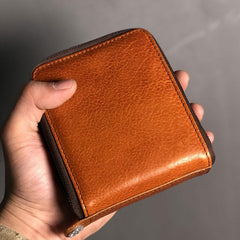 Genuine Leather Mens Cool billfold Leather Wallet Men Small Wallets Bifold for Men - imessengerbags