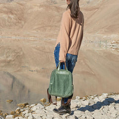 Canvas Green Mens Cool Backpack Canvas Travel Bag Canvas Handbag for Men
