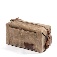 Waxed Canvas Leather Mens Clutch Bag Waterproof Handbag Storage Bag Wash Bag For Men - imessengerbags