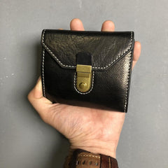 Genuine Leather Coffee Mens Cool Envelope billfold Leather Wallet Men Bifold Black Small Wallets for Men - imessengerbags