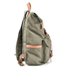 Cool Waxed Canvas Leather Mens Waterproof 16‘’ Large Hiking Backpack Travel Backpack for Men - imessengerbags