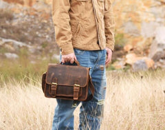 Handmade Leather Mens Cool Messenger Bag Briefcase Work Bag Business Bag for men