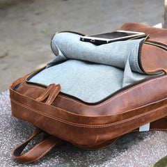 Vintage Leather Men's 13inch Computer Backpack Travel Backpack For Men - imessengerbags