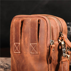 Vintage Brown Leather Men's Belt Pouches Cell Phone Holsters Mini Side Bag For Men - imessengerbags