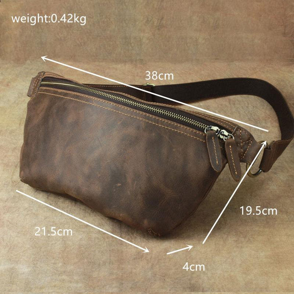 Cool LEATHER MENS FANNY PACK FOR MEN BUMBAG Vintage WAIST BAG for Men - imessengerbags