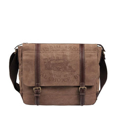 Fashion Canvas Leather Mens Side Bags Messenger Bags Khaki Canvas Courier Bag for Men