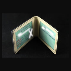 Handmade Leather License Wallet Mens Card billfold Wallet Cool Leather Wallet Slim Wallet for Men - imessengerbags