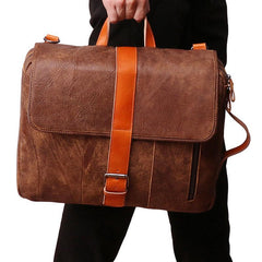 Cool Brown Leather Messenger Bag Handbag Shoulder Bag Backpack For Men